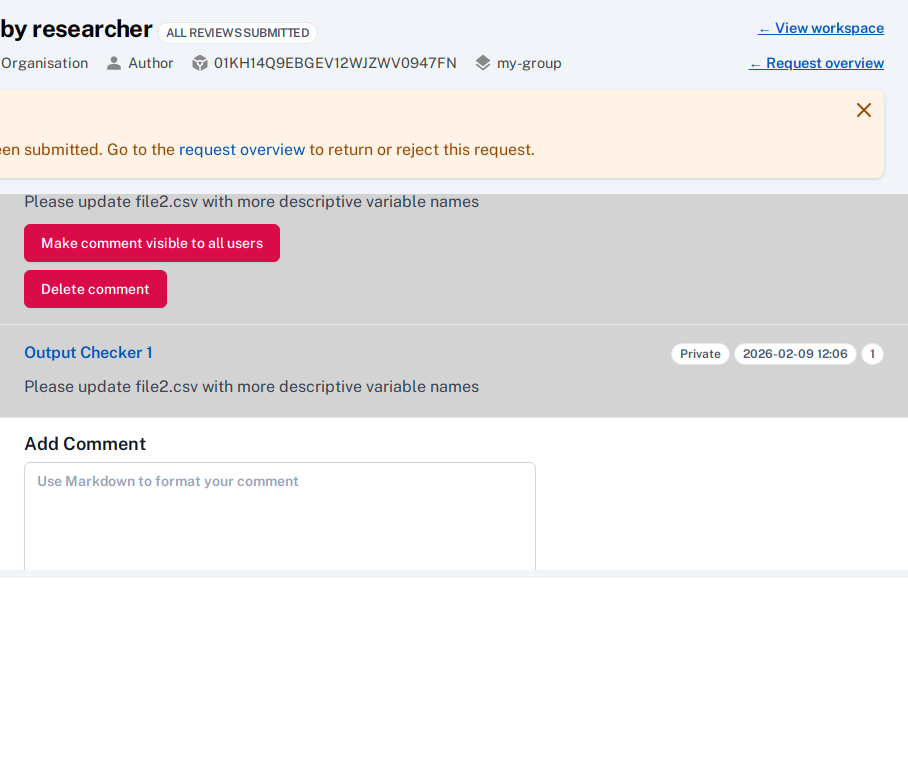 Comments on submitted request